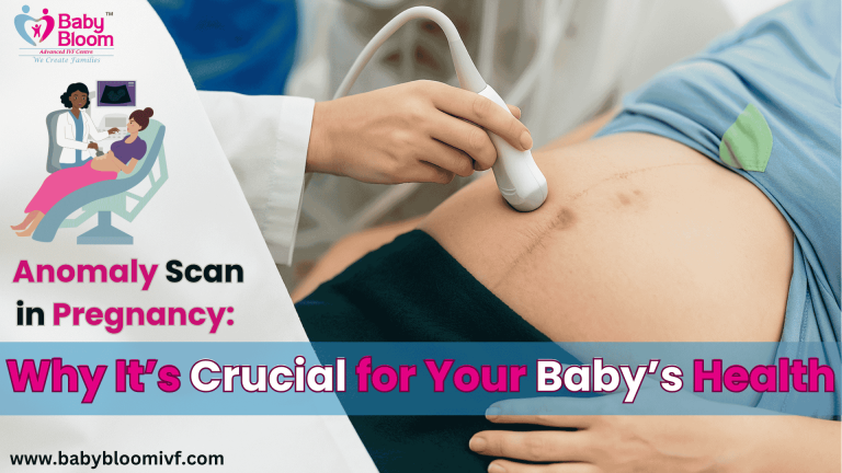 "Pregnancy anomaly scan being done by doctor with ultrasound device – important test for baby's health by Baby Bloom IVF"