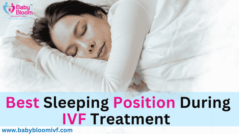 Woman sleeping peacefully on her side – best sleeping position during IVF treatment.