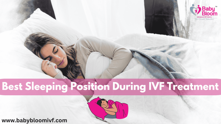 Woman sleeping on her side under a blanket – best sleeping position during IVF treatment.